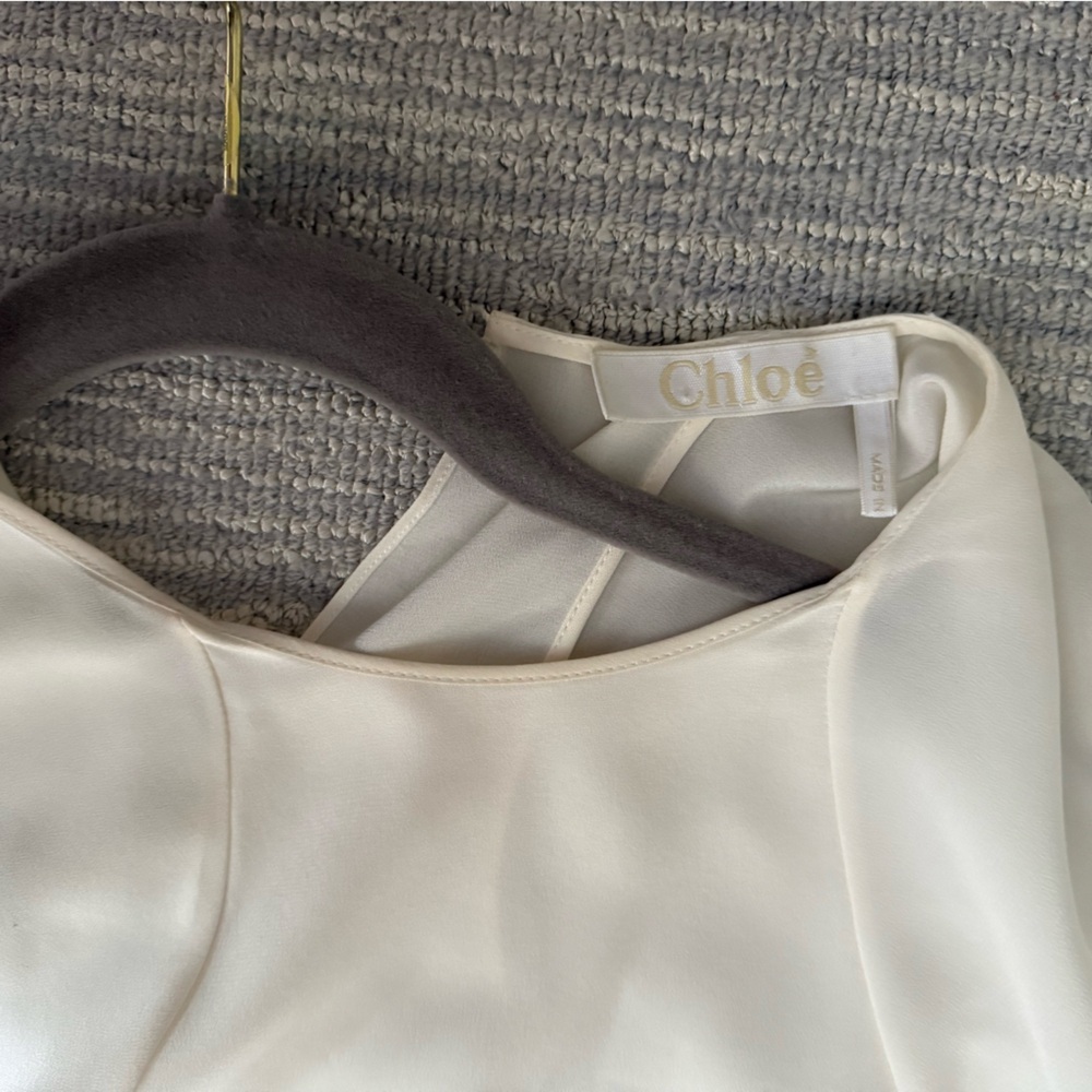 Chloe Elegant 100% Silk Cream Cape Sleeve Blouse - Picture 4 of 9
